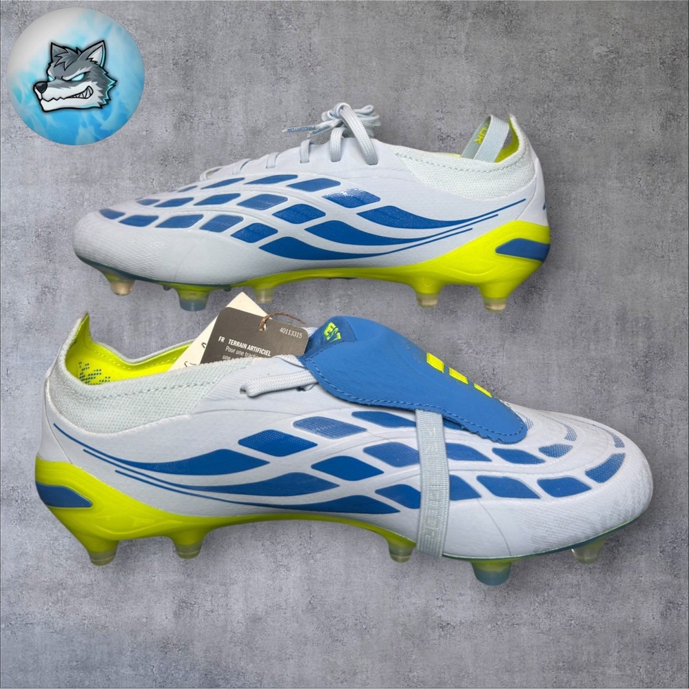 adidas Predator Elite FT AG Soccer Cleats Blue Ice Cold Yellow Men's 6.5 JR5900 - Picture 3 of 4